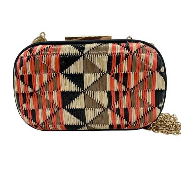 Antik Kraft Southwestern Wicker Woven Box Chain Clutch Purse